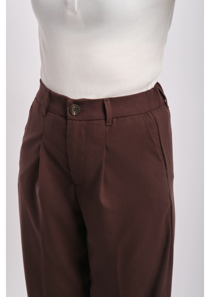 Kadın Pileli ve Bel Lastikli Dokuma Pantolon Geniş Paça fırsatları