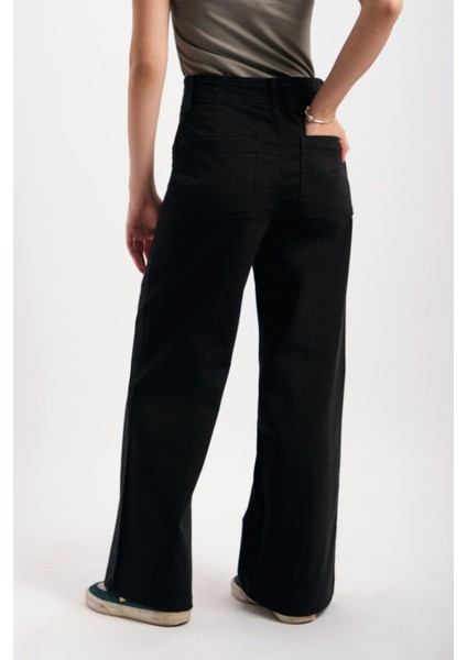 Yüksek Bel Wide Leg Gabardin Kumaş Palazzo Pantolon fiyatları