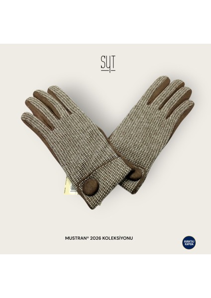 Syt Kadın Kışlık Dokunmatik Eldiven - Desenli Suni Deri/Kumaş Şık Tokalı & Düğmeli Modeller fırsatları