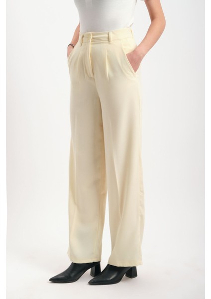 Yüksek Bel Geniş Paça Krep Kumaş Pantolon fiyatları