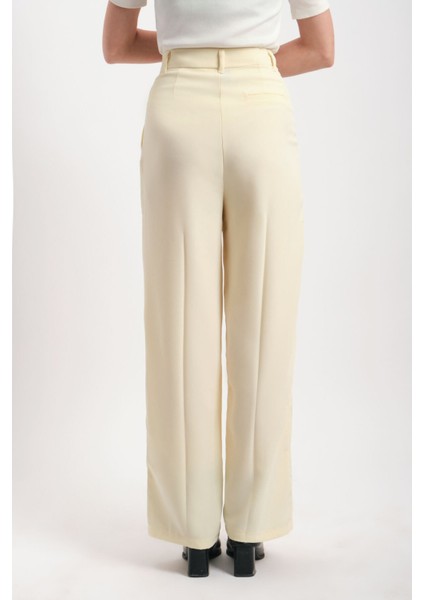 Yüksek Bel Geniş Paça Krep Kumaş Pantolon modelleri