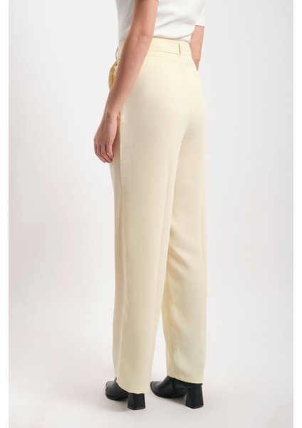 Yüksek Bel Geniş Paça Krep Kumaş Pantolon fırsatları