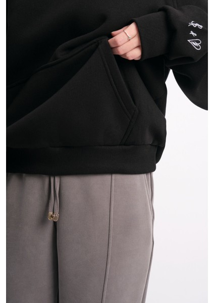 Oversize Geniş Kalıp Baskılı Kapüşonlu Kadın Sweatshirt modelleri