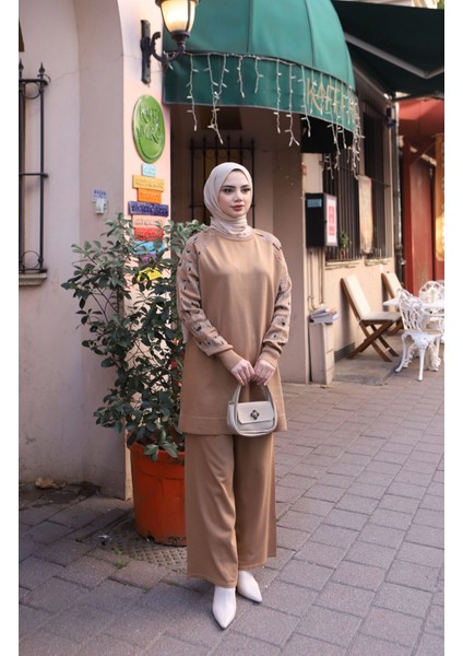 Leopar Desenli Merserize Takım