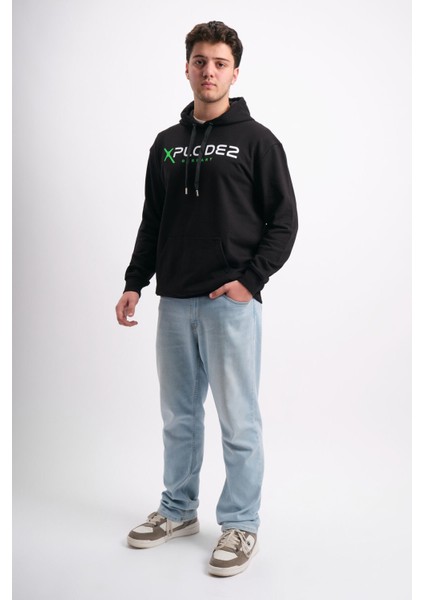 Oversize Geniş Kalıp Baskılı Kapüşonlu Erkek Sweatshirt fiyatları