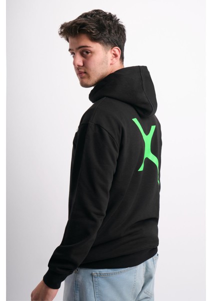 Oversize Geniş Kalıp Baskılı Kapüşonlu Erkek Sweatshirt fırsatları