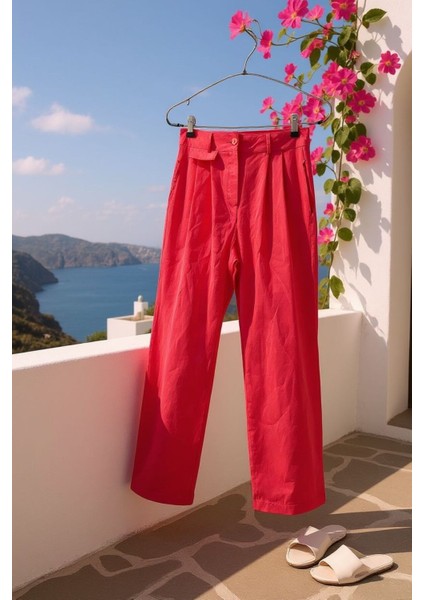 Kadın Ipek Keten Şık Rahat Palazzo Pantolon