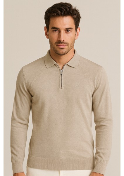 Polo Yaka Yumuşak Tuşeli Fermuarlı Erkek Triko Kazak fiyatları