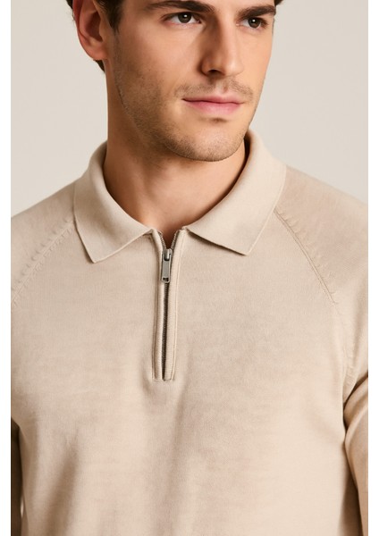 Polo Yaka Yumuşak Tuşeli Fermuarlı Erkek Triko Kazak fırsatları