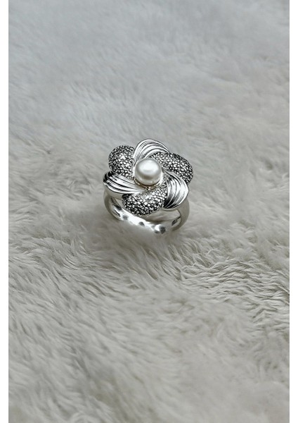 Gerçek Incili 925 Ayar Gümüş Yüzük