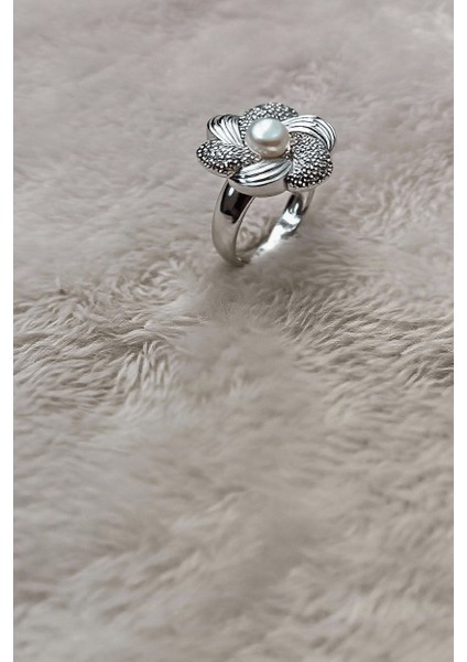 Gerçek Incili 925 Ayar Gümüş Yüzük