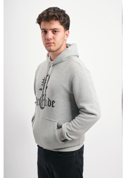 Oversize Geniş Kalıp Baskılı Kapüşonlu Erkek Sweatshirt fiyatları