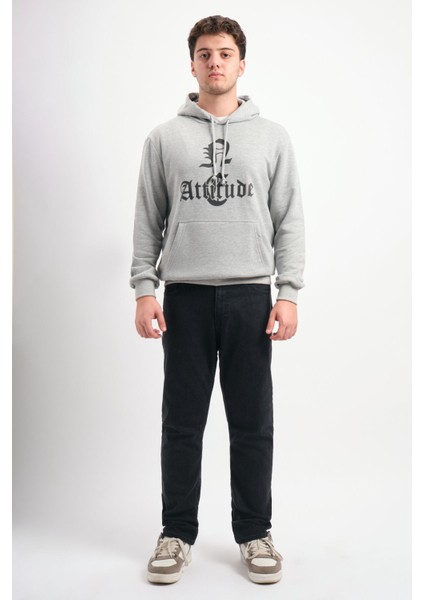 Oversize Geniş Kalıp Baskılı Kapüşonlu Erkek Sweatshirt fırsatları