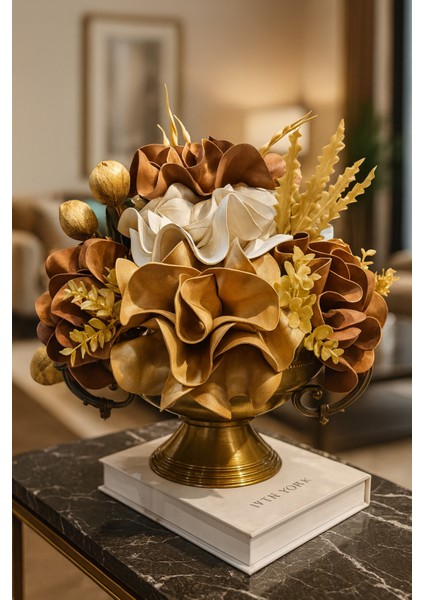 Lüks Zamak Kollu Model - Latex Aranjman - Metal Eskitme Saksı fırsatları