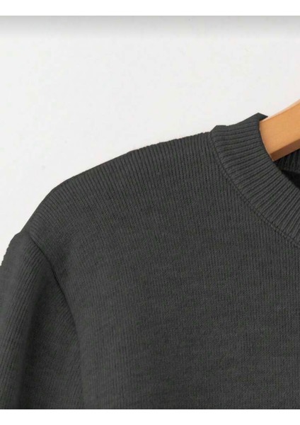 Kadın Fitted Crew Yaka Kaburgalı Uzun Kollu Yün Akrilik Kazak fırsatları