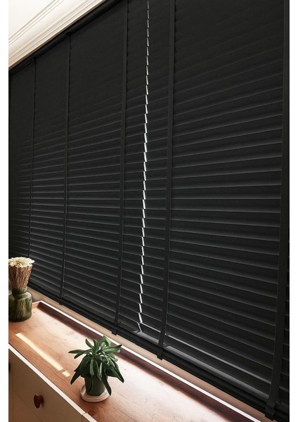 Antrasit Gerçek Ahşap Jaluzi 50MM Zincirli Redüktörlü Kurdelalı AJS1002