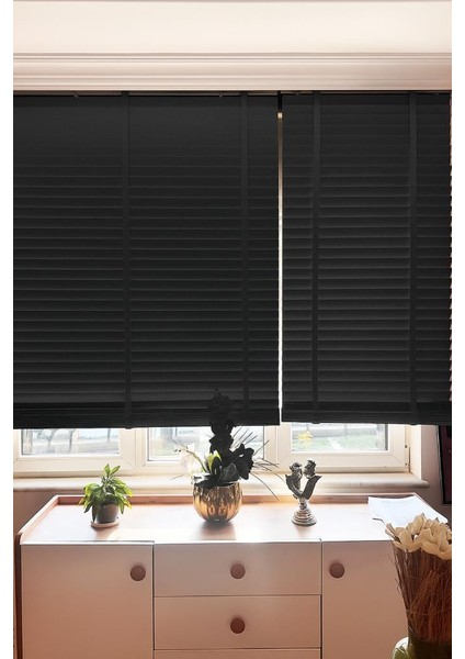 Antrasit Gerçek Ahşap Jaluzi 50MM Zincirli Redüktörlü Kurdelalı AJS1002