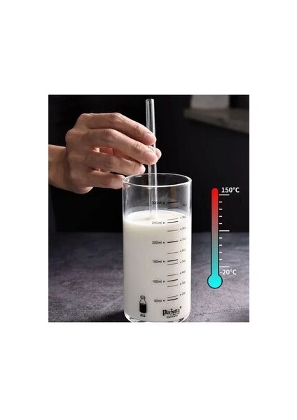 Şeffaf 6'lı Eğimli Cam Pipet, 20 cm 9 mm Sağlıklı El Yapımı