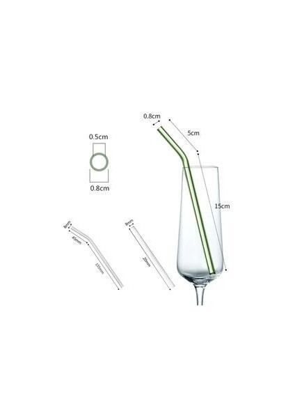 Şeffaf 6'lı Eğimli Cam Pipet, 20 cm 9 mm Sağlıklı El Yapımı