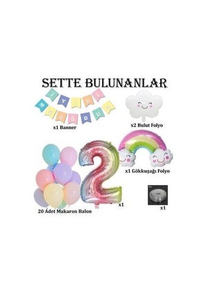Yaş Gökkuşağı Bulut Konsepti Doğum Günü Parti Kutlama Seti Renkli 3 Yaş Temalı Eğlenceli Set indirimleri