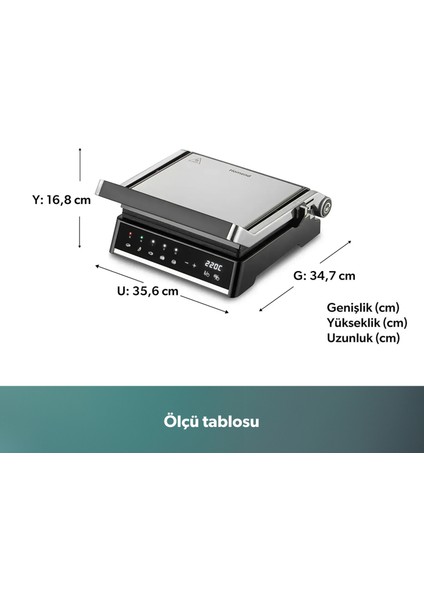 Grilliant 1341H Inox Gövdeli, Döküm Plakalı, 5 Programlı, Led Ekranlı Tost ve Izgara Makinesi fiyatları