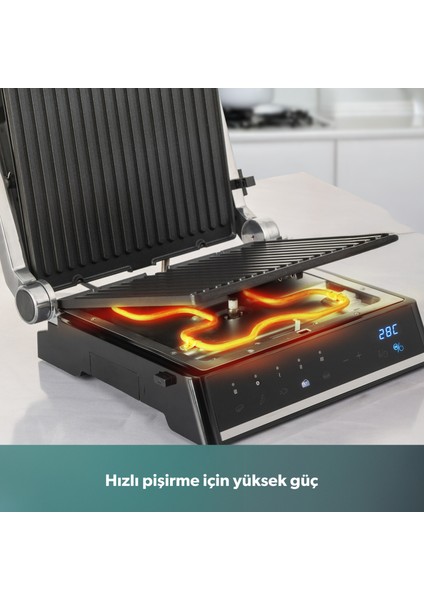 Grilliant 1341H Inox Gövdeli, Döküm Plakalı, 5 Programlı, Led Ekranlı Tost ve Izgara Makinesi fırsatları