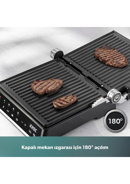 Grilliant 1341H Inox Gövdeli, Döküm Plakalı, 5 Programlı, Led Ekranlı Tost ve Izgara Makinesi