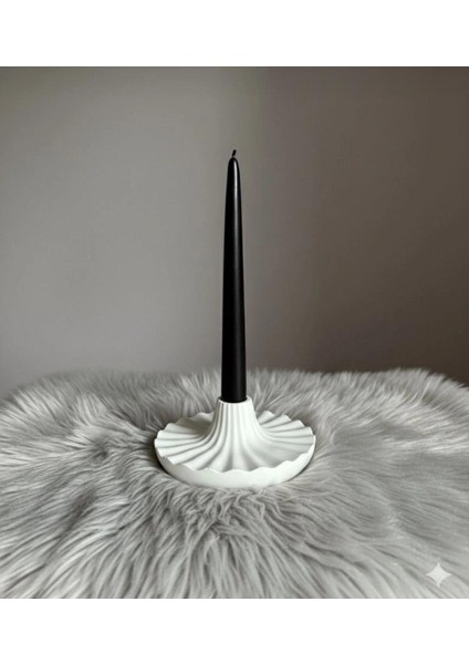 Balerina Şamdan Set 2'li Beyaz Cilalı Dekorasyon