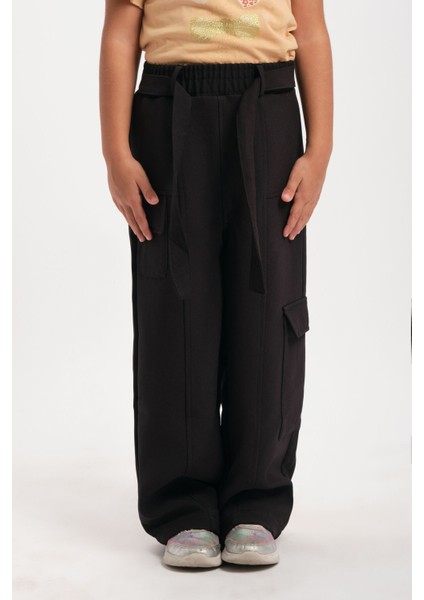 Geniş Paça Lastik Belli Kemerli Cepli Kız Çocuk Pantolon fiyatları