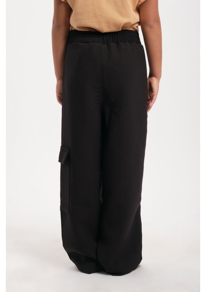 Geniş Paça Lastik Belli Kemerli Cepli Kız Çocuk Pantolon indirimleri