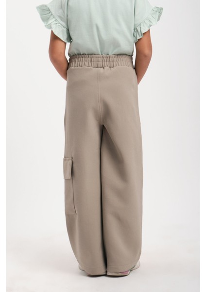 Geniş Paça Lastik Belli Kemerli Cepli Kız Çocuk Pantolon fırsatları