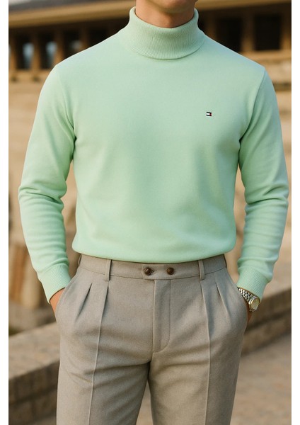 Erkek Trend Kışlık Boğazlı Mint Triko Kazak fiyatları