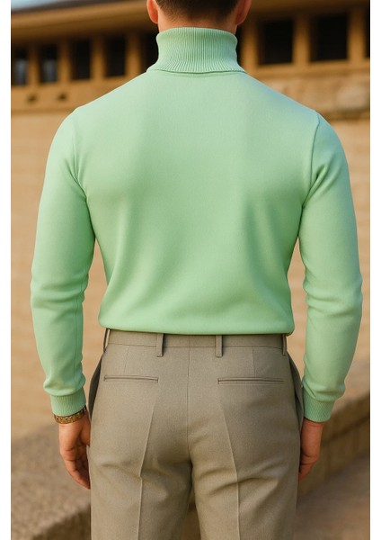 Erkek Trend Kışlık Boğazlı Mint Triko Kazak indirimleri