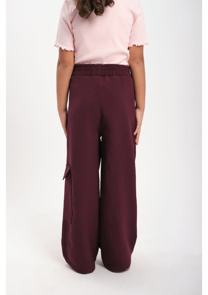 Geniş Paça Lastik Belli Kemerli Cepli Kız Çocuk Pantolon modelleri