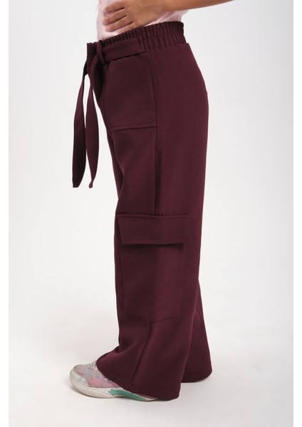 Geniş Paça Lastik Belli Kemerli Cepli Kız Çocuk Pantolon fiyatları