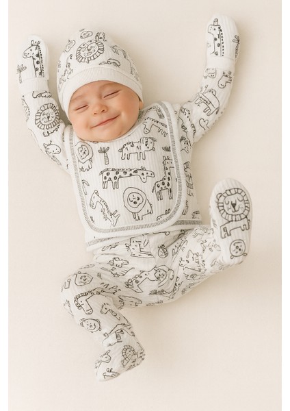 %100 Pamuklu 5 Parça Hastane Çıkışı Seti – Bebek Zıbın Takımı, Şapka, Önlük, Eldiven fiyatları