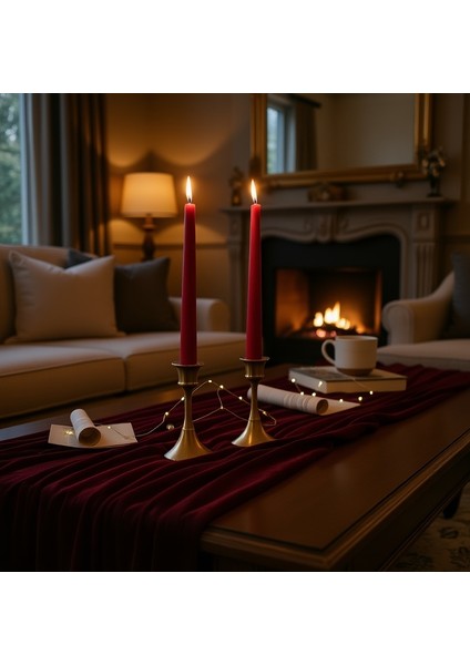 2’li Şamdan Uyumlu Uzun Mum Seti – Günlük - Özel Gün - Romantik & Yılbaşı Dekoratif Mum fiyatları