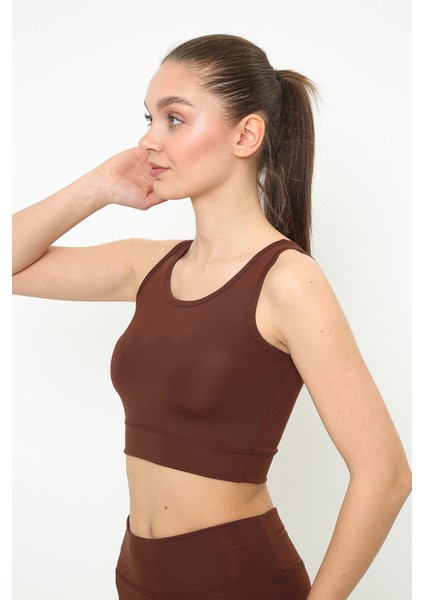 Askılı Body Crop Top Üst - Kahverengi modelleri