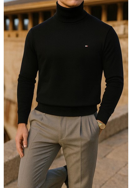 Erkek Trend Kışlık Boğazlı Bordo Triko Kazak modelleri