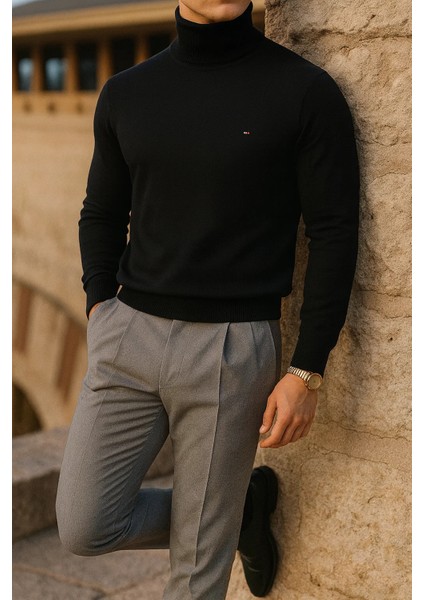 Erkek Trend Kışlık Boğazlı Bordo Triko Kazak fırsatları