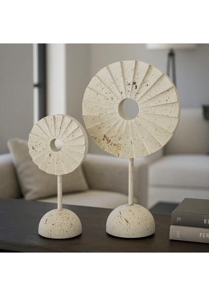 Dekoratif 2'li Güneş Obje - Traverten Renk