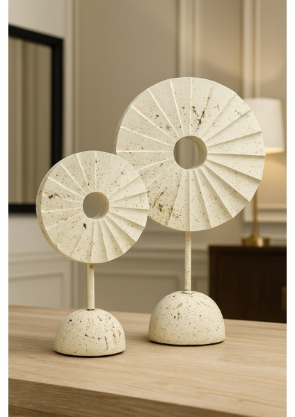 Dekoratif 2'li Güneş Obje - Traverten Renk modelleri