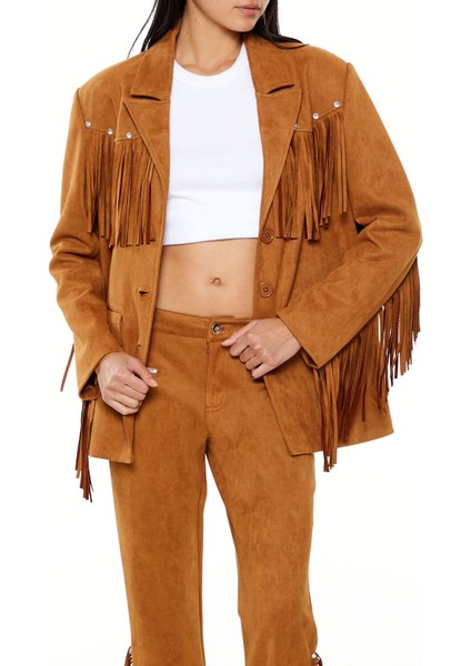 Püskül Detaylı Suni Süet Ceket fiyatları