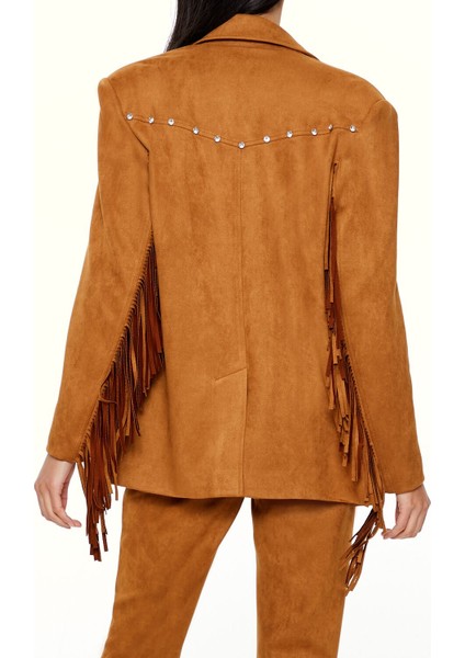 Püskül Detaylı Suni Süet Ceket modelleri