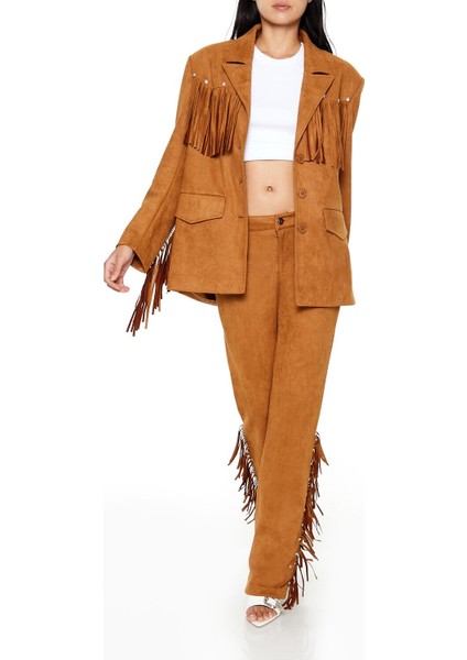 Püskül Detaylı Suni Süet Ceket fırsatları