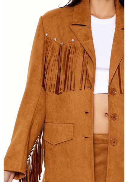 Püskül Detaylı Suni Süet Ceket indirimleri