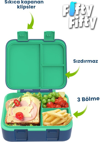 700 ml Tek Kat Sızdırmaz,karışmaz Üç Bölmeli Çocuk Beslenme Kutusu -FFB096-700 modelleri