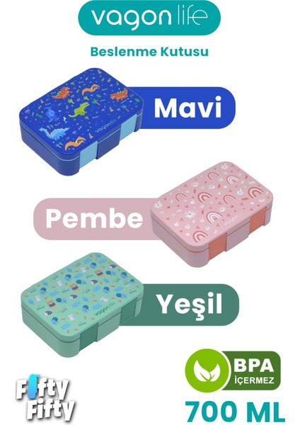 700 ml Tek Kat Sızdırmaz,karışmaz Üç Bölmeli Çocuk Beslenme Kutusu -FFB096-700 fırsatları