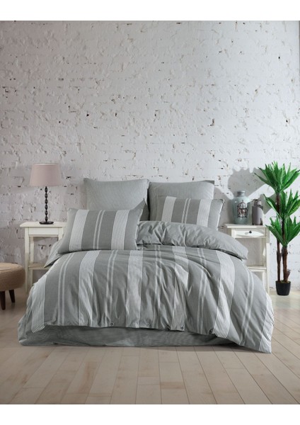 Natural Çizgili Nevresim Takımı