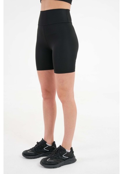 Siyah Toparlayıcı Etkili Yüksek Bel Günlük ve Spor Kısa Tayt - Siyah fırsatları